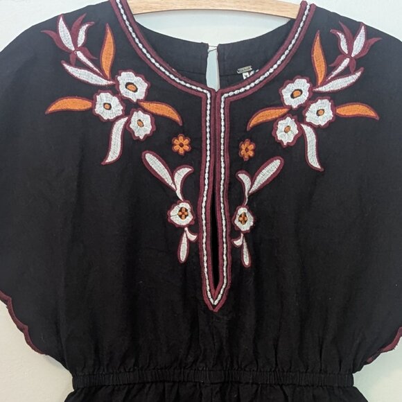 Free People Embroidered Sophia Romper Scalloped Hem Boho Mexican Cotton Festival - Picture 9 of 9